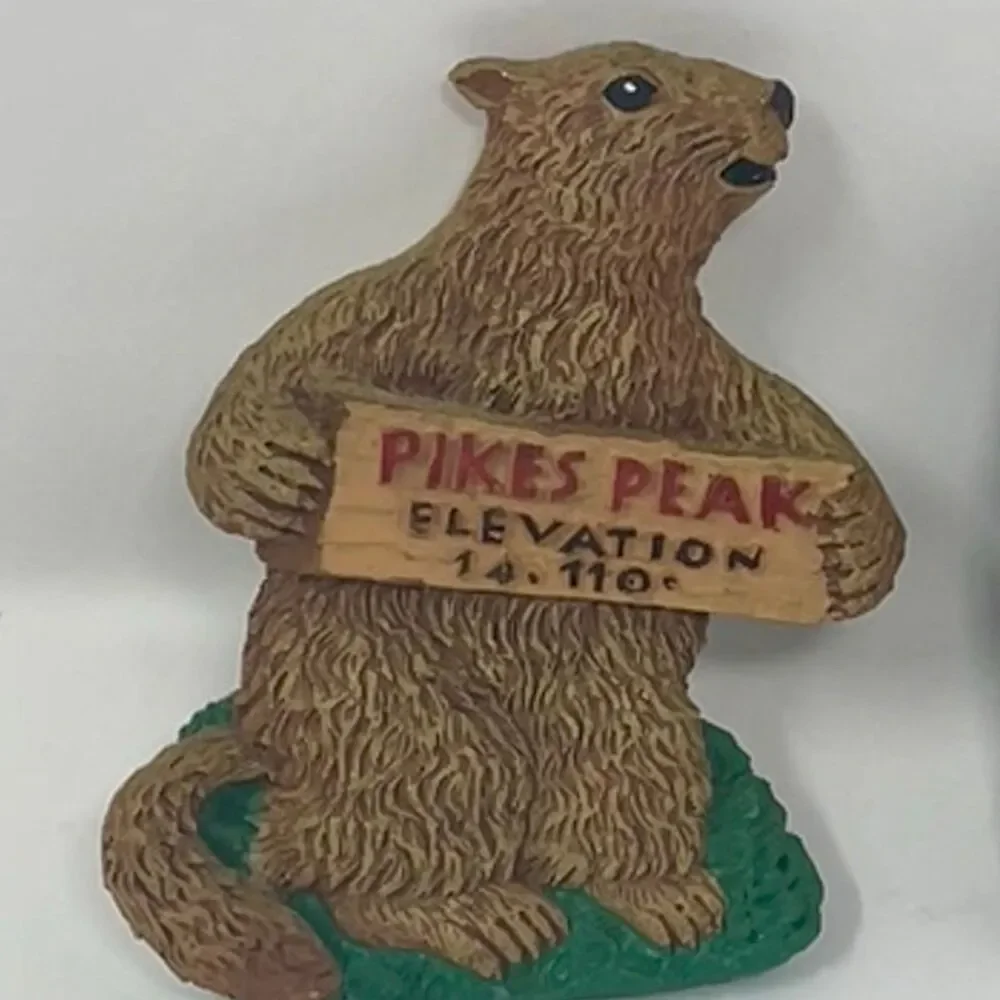Lot of 2 Vintage Pikes Peak Colorado CO Magnets Marmot Eagle Elk Elevation 14110
